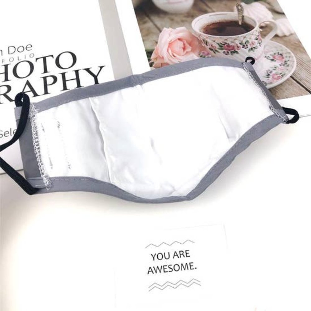 Gray Face Mask With Filter ~  Soft & Breathable - Picture 2 of 3